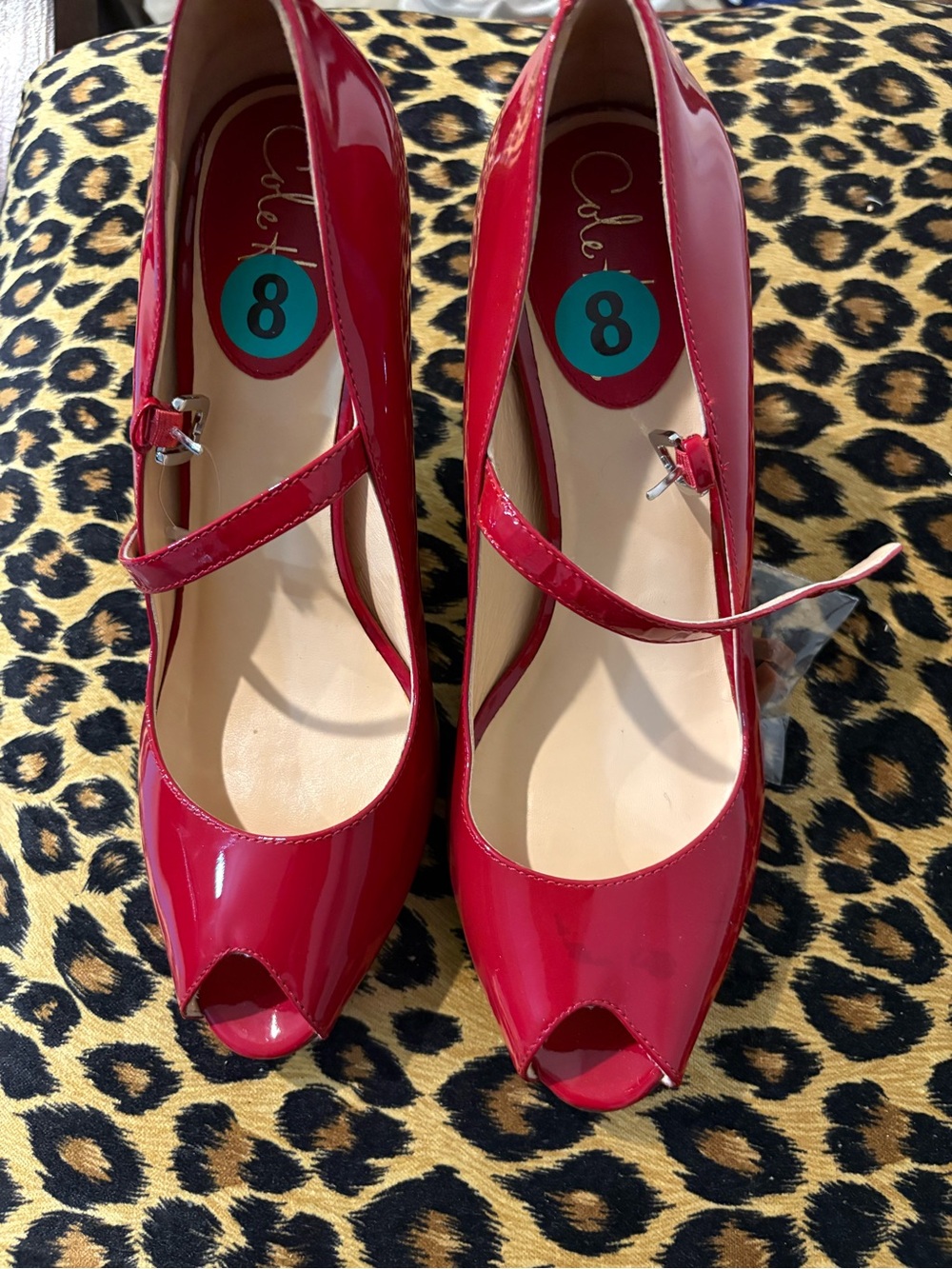 Cole Hahn Nike Red Patent Peep-Toe Mary Jane Heels New never worn.